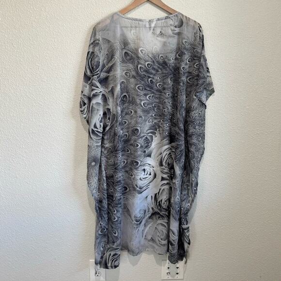 NWT isolde Matilda Poncho Womens S/M Beaded Floral Printed Cardigan Kimono - Picture 6 of 7